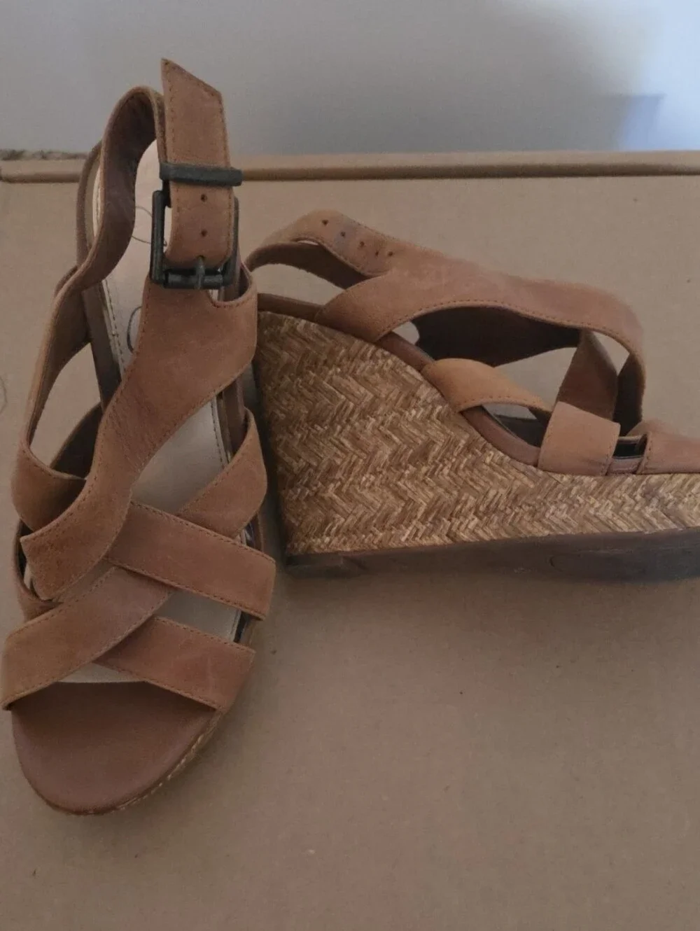 Jessica Simpson Jamalla Brown Platform Wedge Sandals Size 8.5